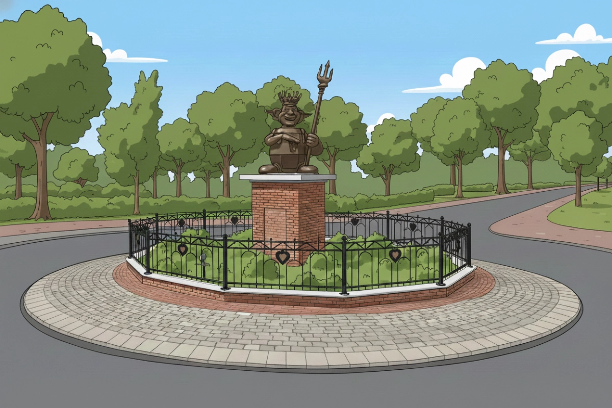 Het Carnavals monument op de rotonde.